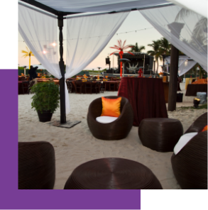 outdoor event covered lounge on beach