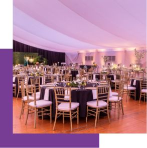 elegant event setup beneath white tent